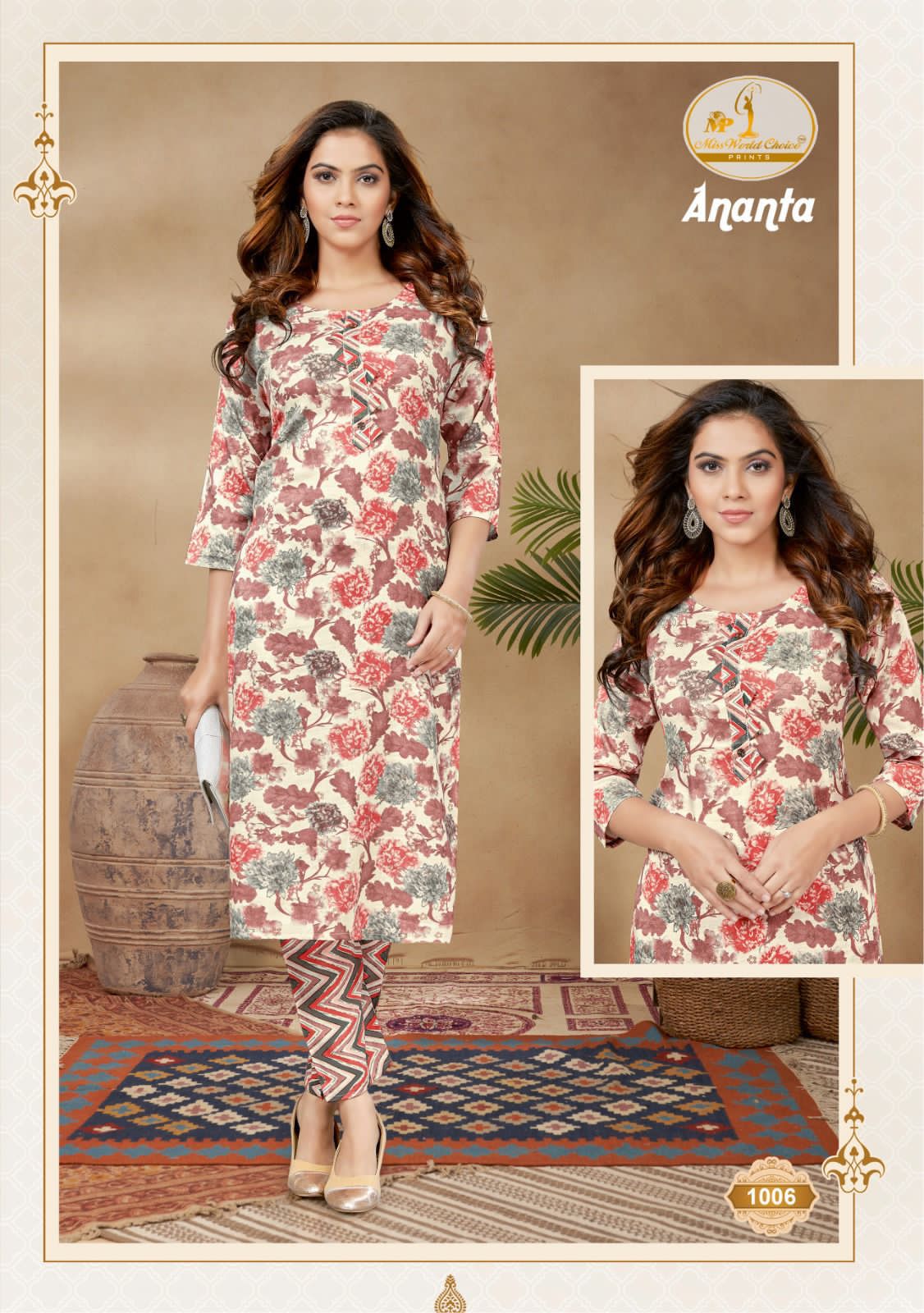 Miss World Ananta 1 Cotton Printed Kurti With Bottom Catalog
